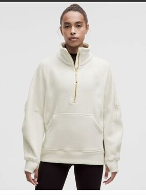 Lululemon Scuba Tumbled Fleece Funnwl Neck Half Zip Bone Size XS/S